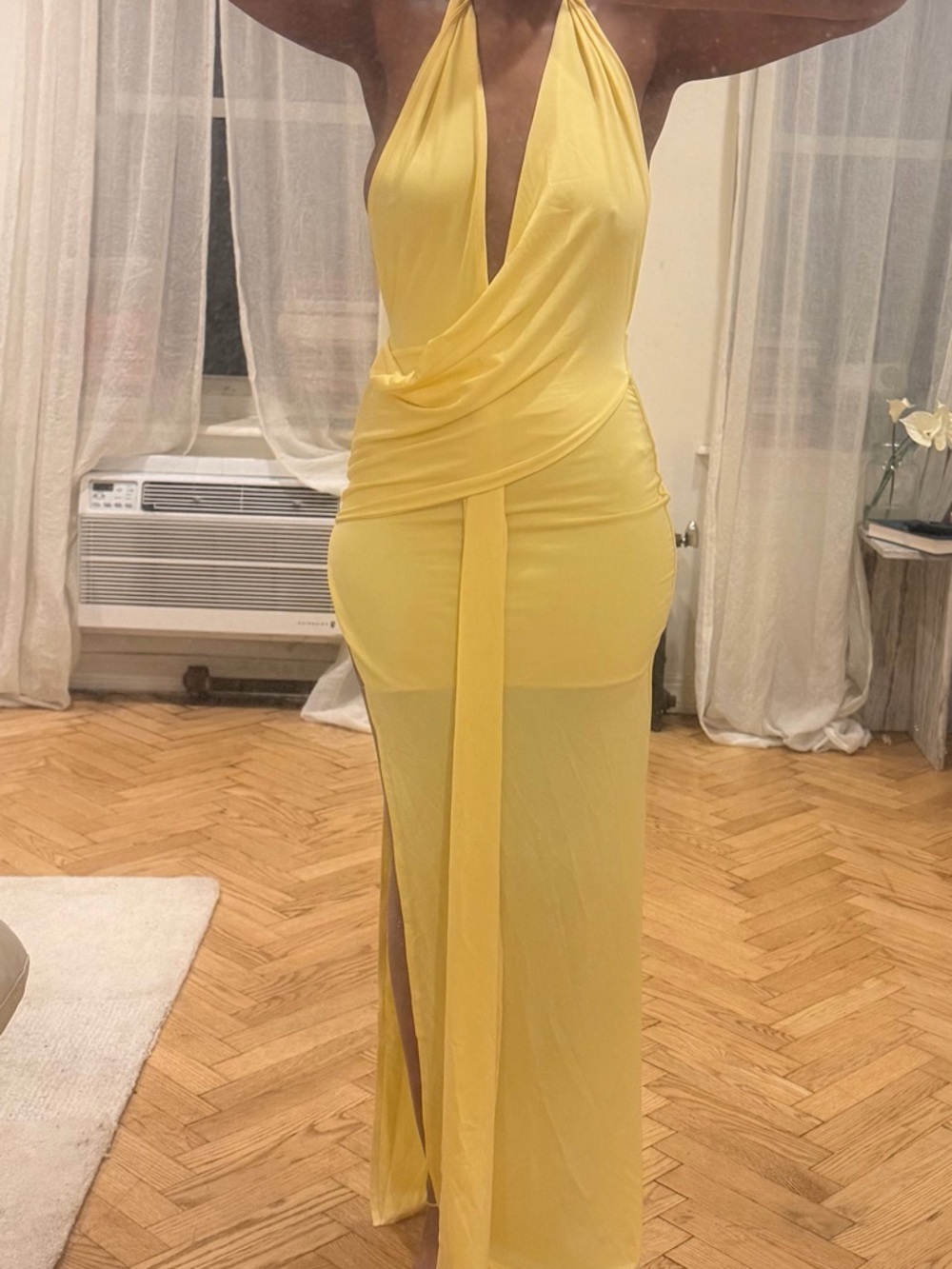 Yellow Draped Maxi Dress